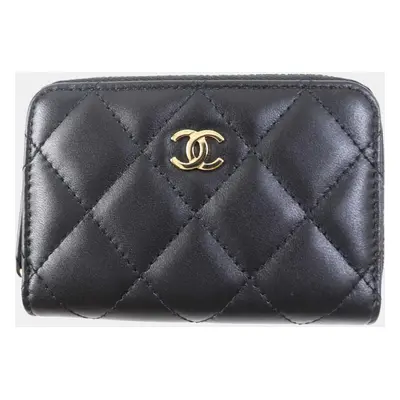 Chanel Black Lamb Leather Classic Zip Coin Purse