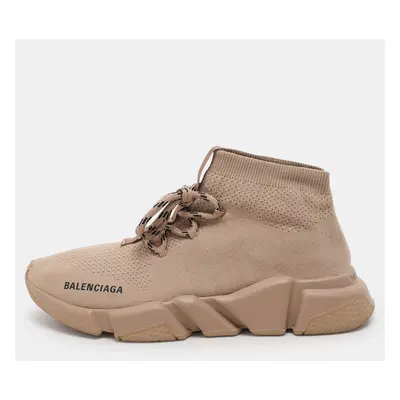 Balenciaga Beige Knit Fabric Speed Trainer Sneakers Size