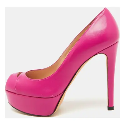 Stuart Weitzman Pink Leather Peep Toe Platform Pumps Size