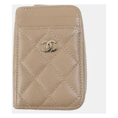 Chanel Beige Caviar Skin Coin Case AP1650