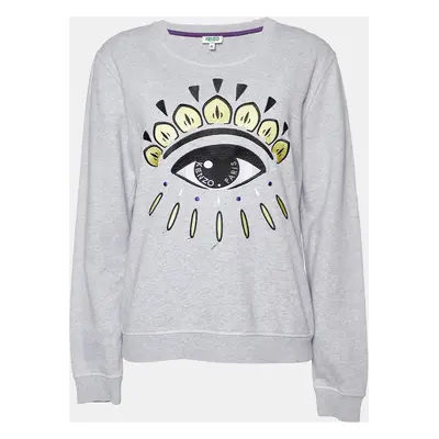 Kenzo Grey Cotton Eye Embroidered Sweatshirt