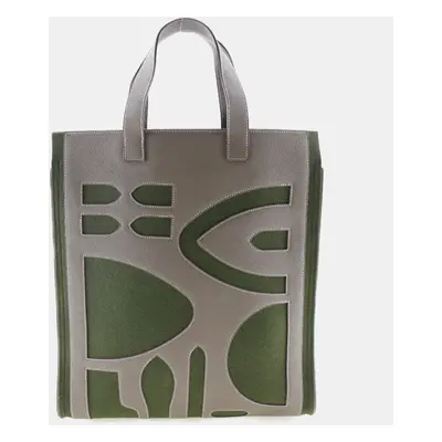 Hermes Epsom Felt Green Petit H Tote Bag