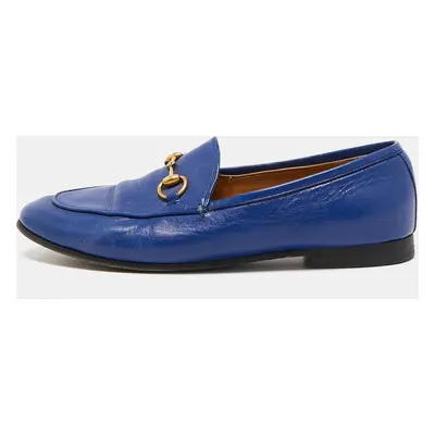 Gucci Blue Leather Jordaan Loafers Size 37.5