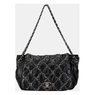 Chanel Black Nylon Leather Parisian Coco Mark Chain Shoulder Bag