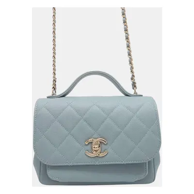 Chanel Light Blue Caviar Leather Business Affinity Chain shoulder Bag Size Small