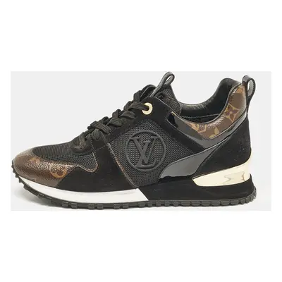 Louis Vuitton Black/Brown Mesh and Monogram Canvas Run Away Sneakers Size