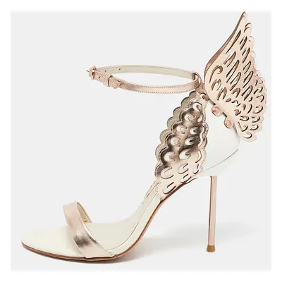 Sophia Webster White/Rose Gold Leather Evangeline Ankle Strap Sandals Size