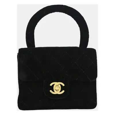 Chanel Black Velvet Mini Square Handbag