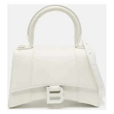 Balenciaga White Leather Hourglass Top Handle Bag