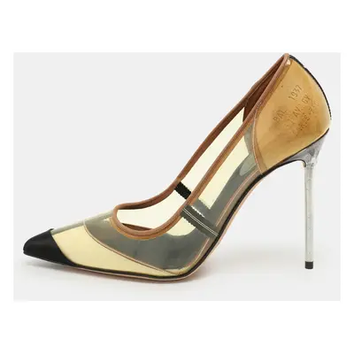 Balenciaga Multicolor PVC And Satin Pointed Toe Pumps Size