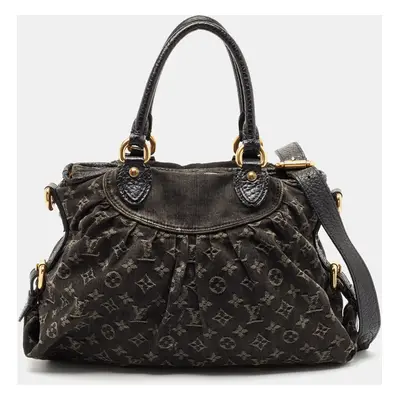 Louis Vuitton Black Monogram Denim Neo Cabby MM Bag