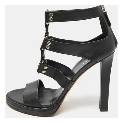 Gucci Black Leather Studded Gladiator Sandals Size