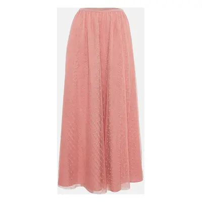 RED Valentino Pink Dot Pattern Tulle Midi Skirt