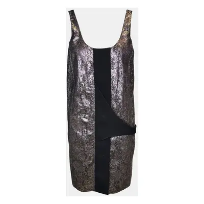 Balenciaga Champagne Lace V Neck Sleeveless Dress