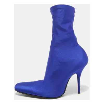 Balenciaga Blue Stretch Fabric Ankle Length Boots Size 38.5