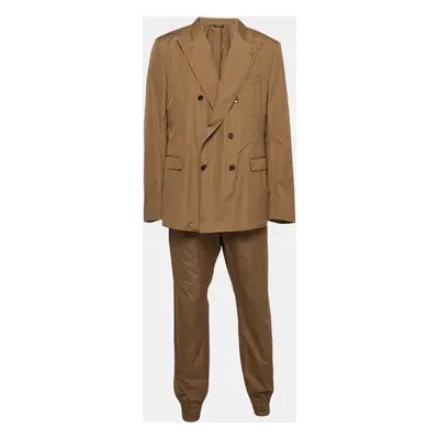 Dolce & Gabbana Brown Cotton Double-Breasted Pants Suit 4XL