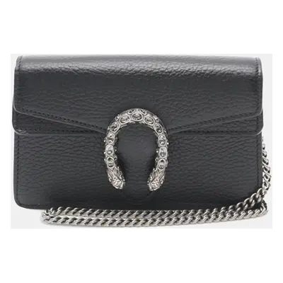 Gucci Black Leather Super Mini Dionysus Crossbody Bag