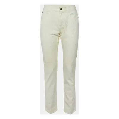 Stella McCartney Ivory Star Embroidered Cotton Slim Fit Jeans M/Waist 32"