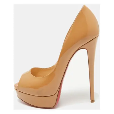 Christian Louboutin Beige Patent Leather Lady Peep Pumps Size