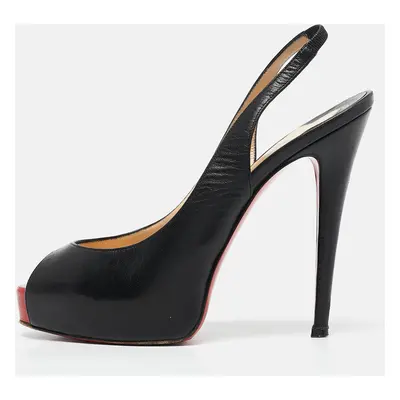 Christian Louboutin Black Leather No Prive Slingback Pumps Size