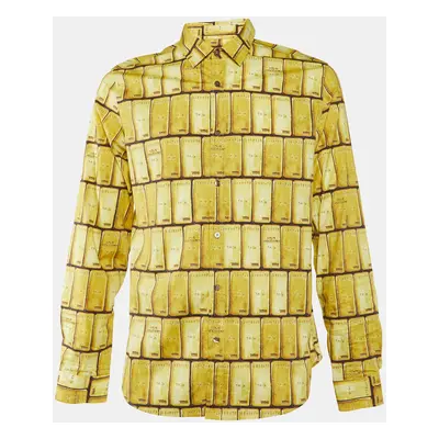 Love Moschino Yellow Gold Bar Print Cotton Long Sleeve Shirt