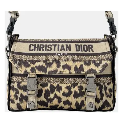 Dior Brown Canvas Embroidery Shoulder Bag