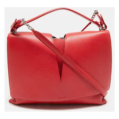 Jil Sander Red Leather Cut Out Top Handle Bag