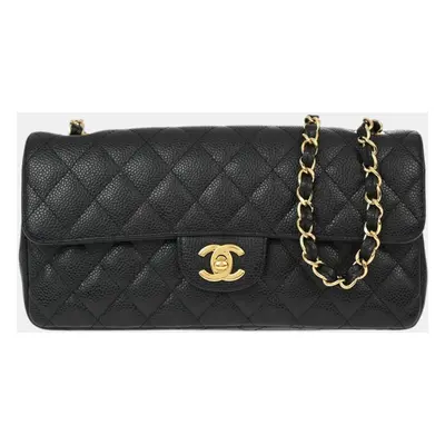 Chanel Black Calfskin East West Shoulder Bag