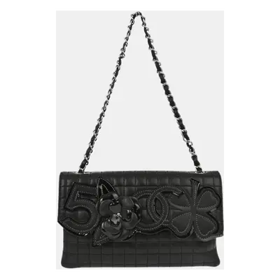 Chanel Black Calfskin Choco Bar Chain Handbag