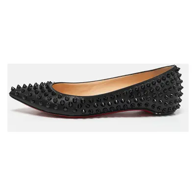 Christian Louboutin Black Leather Pigalle Spikes Ballet Flats Size 36.5