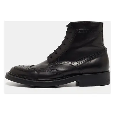 Saint Laurent Paris Black Brogue Leather Ankle Boots Size