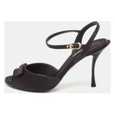 Dolce & Gabbana Black Satin Ankle Strap Sandals Size