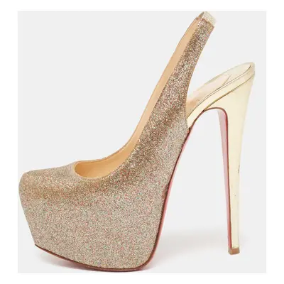 Christian Louboutin Multicolor Glitter Platform Slingback Pumps Size