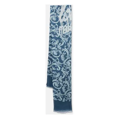 Loewe Blue Print Cotton and Cashmere Fringed Scarf