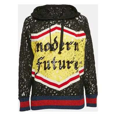 Gucci Black Modern Future Sequin Embroidered Lace Hoodie