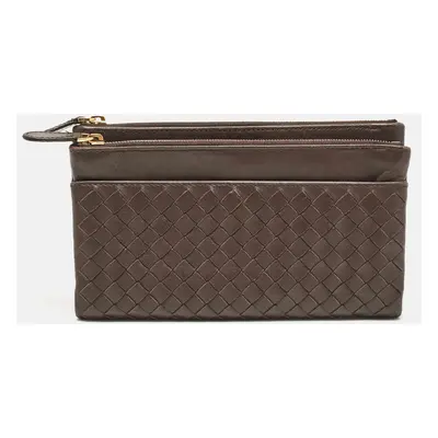 Bottega Veneta Brown Intrecciato Leather Bifold Zip Wallet