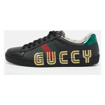 Gucci Black Leather Guccy Ace Sneakers Size