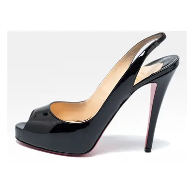 Christian Louboutin Black Patent Leather No Prive Slingback Sandals Size