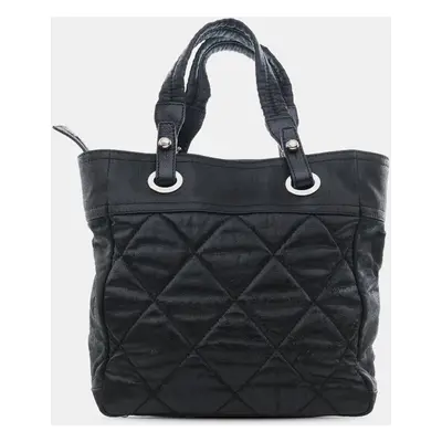 Chanel Black Coated Canvas Chanel Small Paris-Biarritz Tote Bag