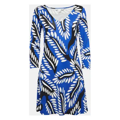 Diane Von Furstenberg Blue Printed Jersey Kaden Dress