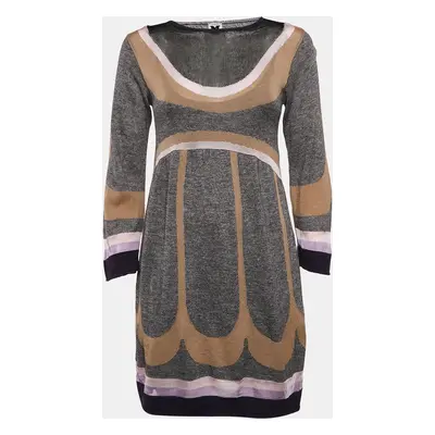 M Missoni Multicolor Pattern Wool Blend Knit Knee-Length Dress