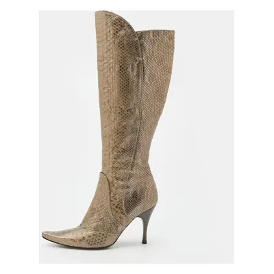 Bottega Veneta Metallic Python Knee Length Boots Size