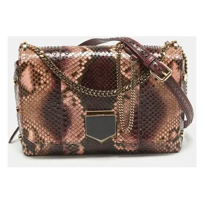 Jimmy Choo Burgundy/Multicolor Python Lockett City Shoulder Bag