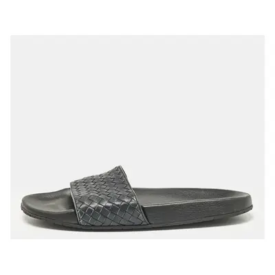 Bottega Veneta Black Intrecciato Leather Lake Slide Sandals Size