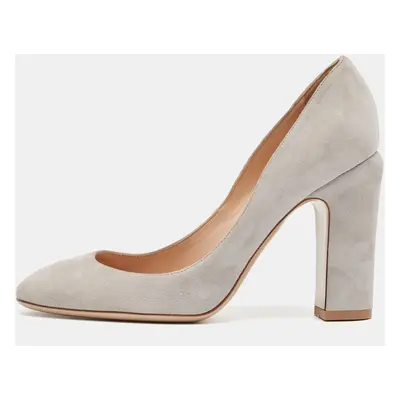 Valentino Grey Suede Block Heel Pumps Size 36.5