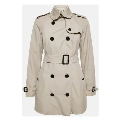 Burberry Grey Cotton Blend Double Breasted Short Trench Coat