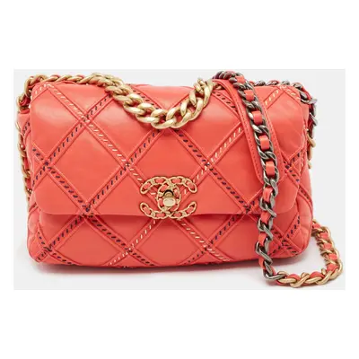 Chanel Red Quilted Wild Stitch Leather Flap Bag