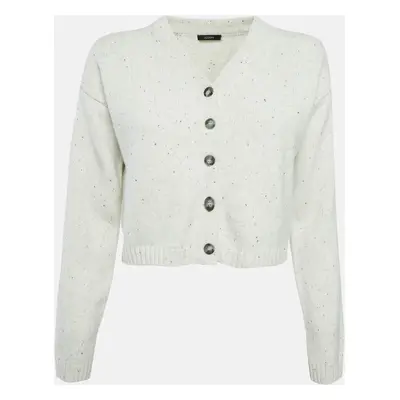 Joseph White Patterned Wool Button Front Cardigan