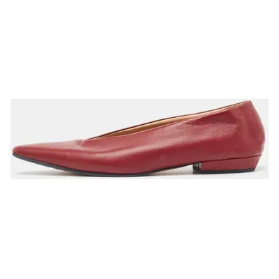 Bottega Veneta Burgundy Leather Almond Toe Ballet Flats Size