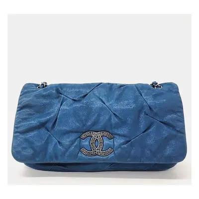 Chanel Blue Leather Chain Shoulder Bag